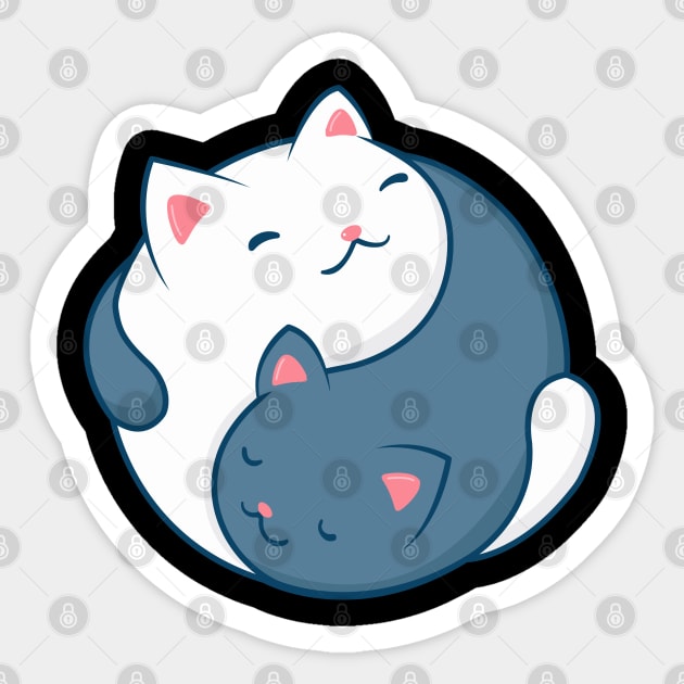 Cat Yin Yang Symbol Cat Lover Gift Sticker by BadDesignCo